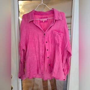 Simply Southern Faded Pink Button Down Shirt Medium